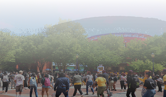 Students walking through VCU campus