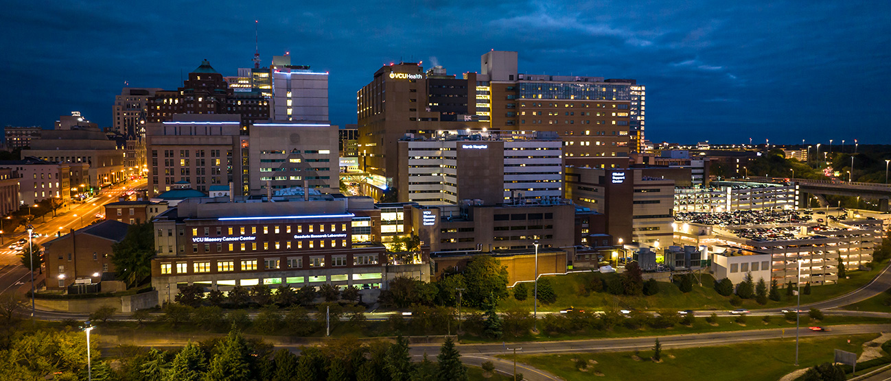 VCU Health Downtown Medical Campus, evening view